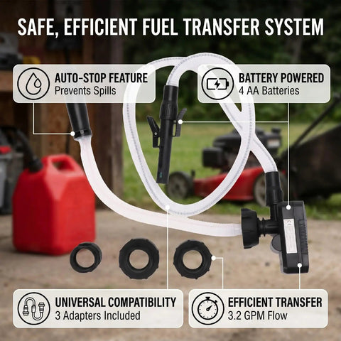 Aolidsive Cordless Auto Stop Fuel Transfer Pump Battery Powered Siphon For Gas And Kerosene Quick 3.2 Gallons Per Minute Portable Handheld Tank To Tank Transfer Tool For RV Yard Maintenance