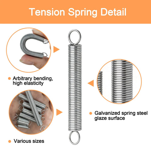 Big 133-Piece Zinc Extension Spring Assortment Box With 18 Sweet Sizes For Home Fixins, Auto Tuning, And All Your Tough DIY Hacks To Keep Things Running Smooth. galvanized steel tension spring detail