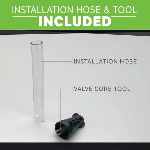 Flat Tire Sealant For Tubeless Mower And ATV Tires That Prevents And Repairs Punctures Up To One Quarter Inch Eco Friendly Non Toxic 24 Oz Bottle With Fibro Seal Technology installation hose and valve core tool included