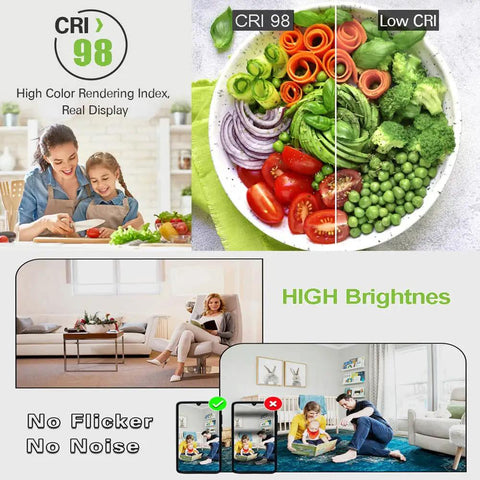 Four Pack Waterproof Recessed Downlight Aluminum Led Ceiling Light 30 Watt Anti Glare COB Spotlight For Bathroom Kitchen And Porch No Fuss Install Top Shelf Warm White Glow Built Tough Home Staple with CRI 98 veggie display and family scenes