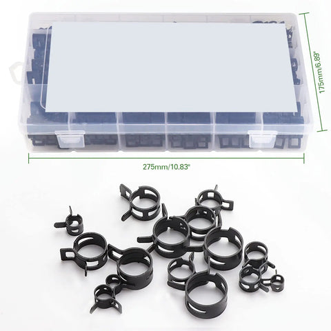 400Pcs Spring Band Hose Clamps Kit, 15 Size Assortment 6mm To 20mm, Built Tough With 65Mn Steel, Silicone Vacuum Hose Clips.