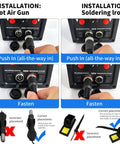 Installation instructions for Do It All 2 In 1 Soldering And Hot Air Rework Station Kit with correct positioning of connectors.
