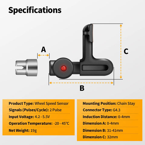 Specifications diagram for Speed Sensor Replacement For Mid Drive And Hub Motors Compatible With BBS01 BBS02 BBSHD