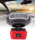 Cordless Battery Space Heater For Garage Jobsite 200 Watt Portable Warmer with dual USB charging and swivel base in vehicle.