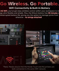 Panda Touch Upgrade Touch Screen Kit showcasing WiFi connectivity and wireless printer control in a workshop setting.
