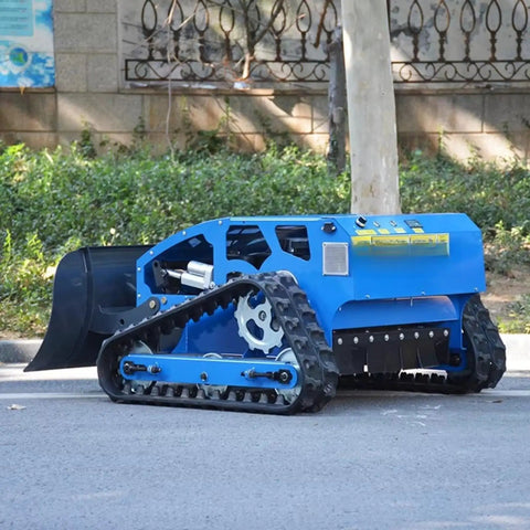 Remote Control RC Tracked Lawn Mower For Slopes And Uneven Terrain Wireless Grass Cutter on pavement