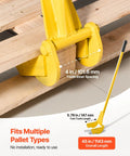 Pallet Buster Tool With 41 Inch Carbon Steel Handle Heavy Duty Wrecking Pry Bar Articulating Head For Non Damaging Wooden Pallet And Deck Removal Fast Easy Pallet Removal Perfect For Quick Deck Board Removal And Reuse, yellow fork head on pallet
