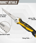 KATA folding drywall jab saw from Amazon, 65Mn steel blade with triple-bevel teeth, yellow/black ABS-TPR handle