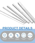 Heavy Duty 10 Pack Square Steel Key Stock One Eighth By One Eighth By Twelve Inch Cold Drawn 45 Steel Bars Silver Tone detail view.