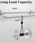 Double Bath Towel Bar 24 Inch Heavy Duty Wall Mounted Rack In SUS304 Stainless Steel Brushed Finish Two Rails For Space Saving In Bathroom Kitchen Or Entryway showing strong load capacity with weights.
