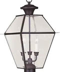 Westover 3-Light Outdoor Bronze Lantern Post Head, Old-School Traditional Charm, Handcrafted Solid Brass, Weatherproof