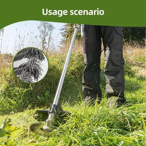 Person using Heavy Duty Steel Wire Trimmer Head For 5mm Aperture Universal Replacement With 6 Blades Beast Brush Cutter on grass