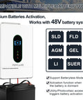Real Deal 12000W Hybrid Solar Inverter With Built In Wifi And Zero Hassle Battery Free Setup For 48V Dc Up To 240V Ac Split Phase showing battery connectivity.