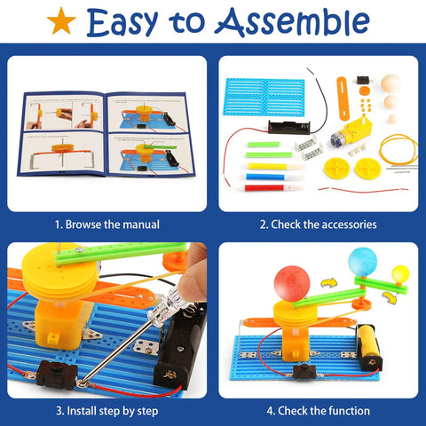 Hands On Five Model STEM Science Kit For Kids Ages 6 7 8 9 10 11 12 Featuring Telegraph Newtons Cradle Sun Earth Moon Orbit Model And More Educational Engineering Toys For Boys And Girls assembly guide