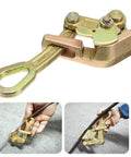 Beefy Wire Rope Cable Gripper Puller Tool, Heavy Duty Steel Cable Puller, 1 Ton Capacity, Carbon Steel Clamp For Tightening Sag in use