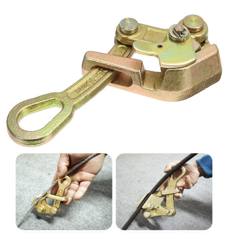 Beefy Wire Rope Cable Gripper Puller Tool, Heavy Duty Steel Cable Puller, 1 Ton Capacity, Carbon Steel Clamp For Tightening Sag in use