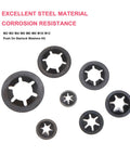 235 Piece Black Starlock Internal Tooth Lock Washers Set In 8 Sizes M2 M3 M4 M5 M6 M8 M10 M12, 65Mn Steel on display