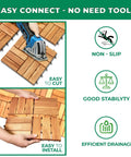 Interlocking Teak Deck Tiles Pack Of Nine For Indoor Outdoor Patio Flooring Natural Teak Wood showing easy cut and install.