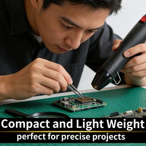 Person using Pro Craft Heat Gun 110V 350W With Ultra Long 3.28Ft Cord Stand Handy Portable Hot Air Tool for precise DIY projects