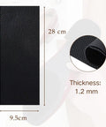 Durable One Sixteenth Inch Thick Rubber Shoe Soling Sheet With Grippy Diamond Pattern For Full Sole Replacement Black Nine By Three Point Five Inches Non Slip Bottom Patch For Sneakers And Boots, dimensions shown in image