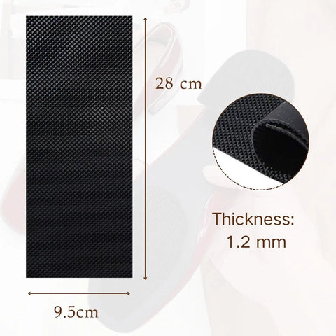 Durable One Sixteenth Inch Thick Rubber Shoe Soling Sheet With Grippy Diamond Pattern For Full Sole Replacement Black Nine By Three Point Five Inches Non Slip Bottom Patch For Sneakers And Boots, dimensions shown in image