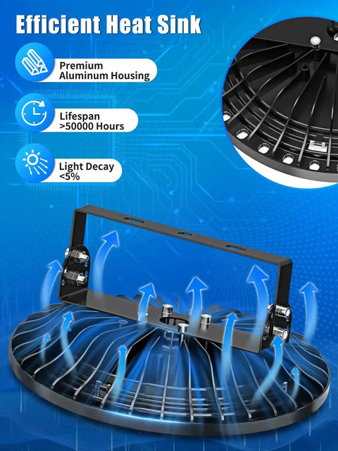 200W LED High Bay Lights 10 Packs Super Bright 20000LM Shop Lighting 6500K Daylight Waterproof efficient heat sink