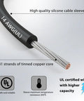 Close-up of 14 Gauge 2 Pack 3.3 Ft Stackable 4mm Banana Plug To Alligator Clips Beefy Heavy Duty Silicone Test Leads Kit cable.