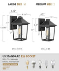 Outdoor Wall Sconce Lantern For Porch And Garage, Seeded Glass Shade Exterior Lighting shown in large and medium sizes