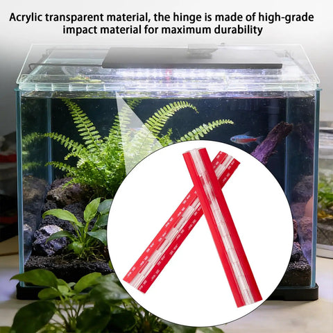 Twelve Inch Transparent Acrylic Piano Hinges Two Pack Self Adhesive Continuous Hinge Smooth Swing Action for aquarium lids.