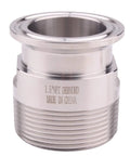 DERNORD 1.5in tri-clamp to 1.5in NPT ferrule adapter, stainless steel, front view