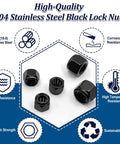 110 Pack Black Nylon Insert Lock Nuts Set For Inch Threaded Hardware SAE Nylock Nut Assortment Including 304 Stainless Steel
