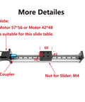 Close-up of 1200mm Travel Ball Screw Linear Guide Slide with RM1610 SFU1610 and Nema 17 Stepper, SGX Series, for CNC applications.