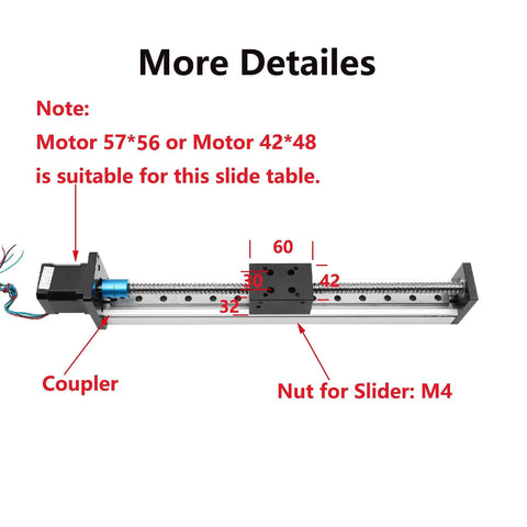 Rock Solid 100mm Travel Ball Screw Linear Guide Slide With RM1610 SFU1610 And Nema 17 Stepper Motor SGX Series Motion Sliding Table System For CNC Machines And 3D Printers, side view with 100mm rail and motor mount
