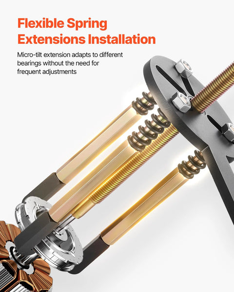 Close-up of flexible spring extensions in 36 Piece Bearing Puller Set With 3 Jaw Hook Pullers for internal and external bearings.