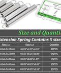 80 Piece Extension Spring Kit With Five Size Varieties Zinc Plated 0.025 Inch Wire Diameter and Storage Box