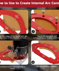 Heavy Duty Aluminum Router Corner Radius Templates Set Slick CNC Woodworking Guides, secure template with edge alignment instructions.