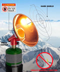 Heavy Duty Golf Cart Heater With Adjustable Cylinder Holder, 5500 BTU Outdoor Heater, shown on snowy mountain backdrop