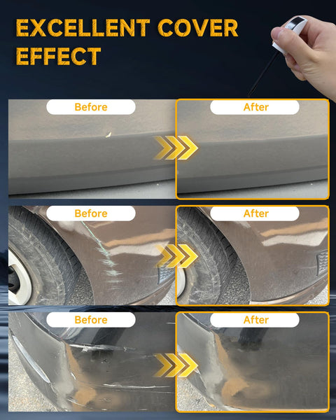 Before and after using Exact Color Match Touch Up Paint Pen For Cars Chip And Scratch Repair Quick Silver Tesla PN00 Easy Blend