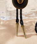 12 Piece Alloy Bolo Tie Cord End Caps Set in Three Colors, Vintage Cowboy Style Tips, 3 cm Long With 4 mm Inner Diameter for DIY Jewelry Making, Necklaces, Neckties, and Craft End Caps, gold bolo tie tips on braided black cord
