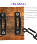 Fifty Pack Of Heavy Duty Furniture Connectors Slick Black Cam Lock Fasteners For Dead Simple Cabinet And Wardrobe Panel Assembly built tough with black cam bolts and screws.