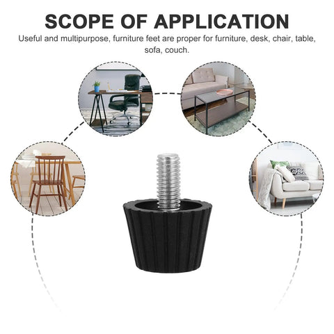 Adjustable Furniture Leveling Feet Set for Chairs Tables Desks and Sofas with Screw In Design demonstrating application areas