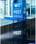 Reflective Mailbox Numbers And Letters Stickers Decals Set Of 148 Pieces used on a blue mailbox showing day and night visibility.