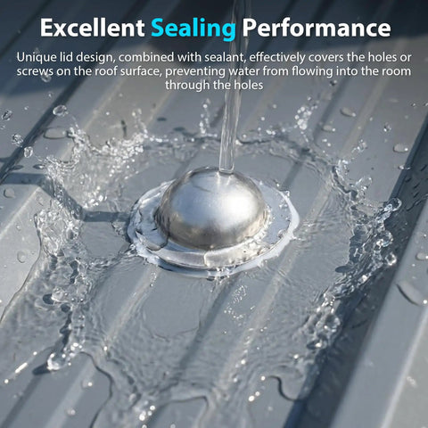 Stainless Steel Roofing Screw Caps Quick Fix for Roof Leaks in action, demonstrating water resistance on metal siding.