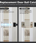 Comparison of 4 Pack Strong Magnetic Door Catch Set For Closet And French Doors Hidden Magnetic Ball Catch Latch Hardware with traditional ball latch.