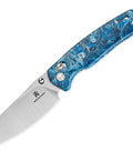 Cicadas Wing Beast Pocket Folding Knife with 3.15 inch satin blade and blue resin handle, 10Cr15MoV steel for razor sharp edge retention