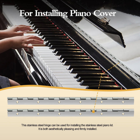 12 Inch Stainless Steel Piano Hinge 3 Pack Continuous Hinges With Holes Heavy Duty Polished for smooth piano cover installation