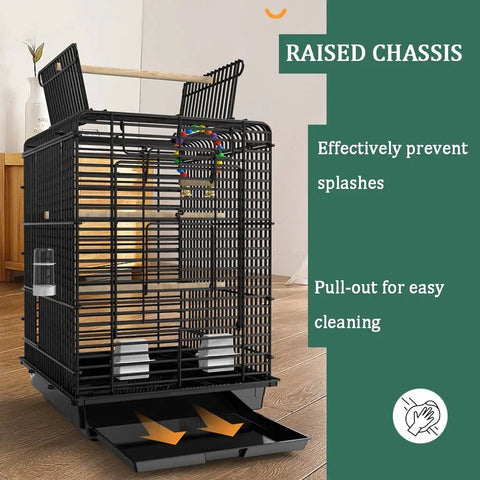 Spacious Multizone Bird Cage Featuring Open Interactive Skylight For Pigeons And Cockatiels Built Tough Metal Aviary with pull-out tray.