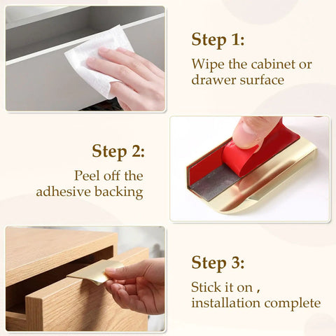 Installation steps for No Drill Cabinet Finger Pulls 3.15 Inch Self Adhesive Edge Pulls 20 Pack Peel And Stick Drawer Handles for cabinets