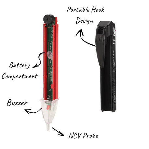 Non Contact AC Voltage Detector Pen For Quick Cable And Socket Voltage Checks Lightweight Electric Tester Tool red casing open