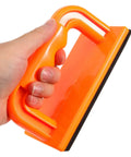 Heavy Duty Woodworking Safety Push Block For Table Saw And Router Tables Badass Shop Gear Bright Color in hand with tight grip.